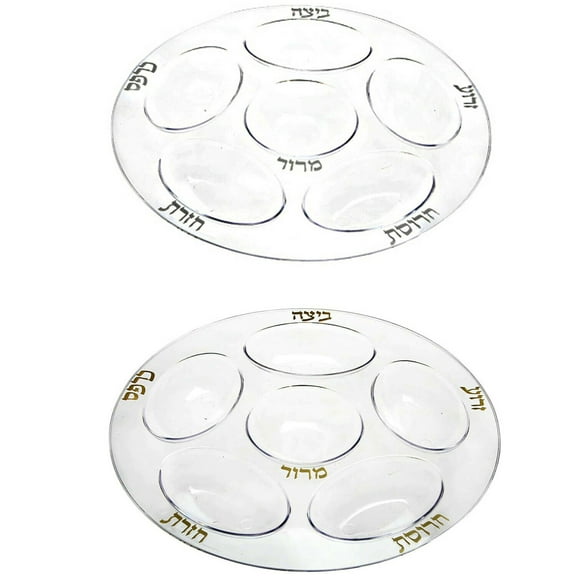 Passover Seder Plastic Plate White & Silver - 5 Pack