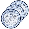 thumbnail image 1 of Passover Seder Plates 12" Melamine - 6 Section Plate Marked with Symbolic Pesach Seder Foods - Round Seder Tray for Adults, Children Passover Plate by Zion Judaica - Blue Floral Renaissance 3-PK, 1 of 4
