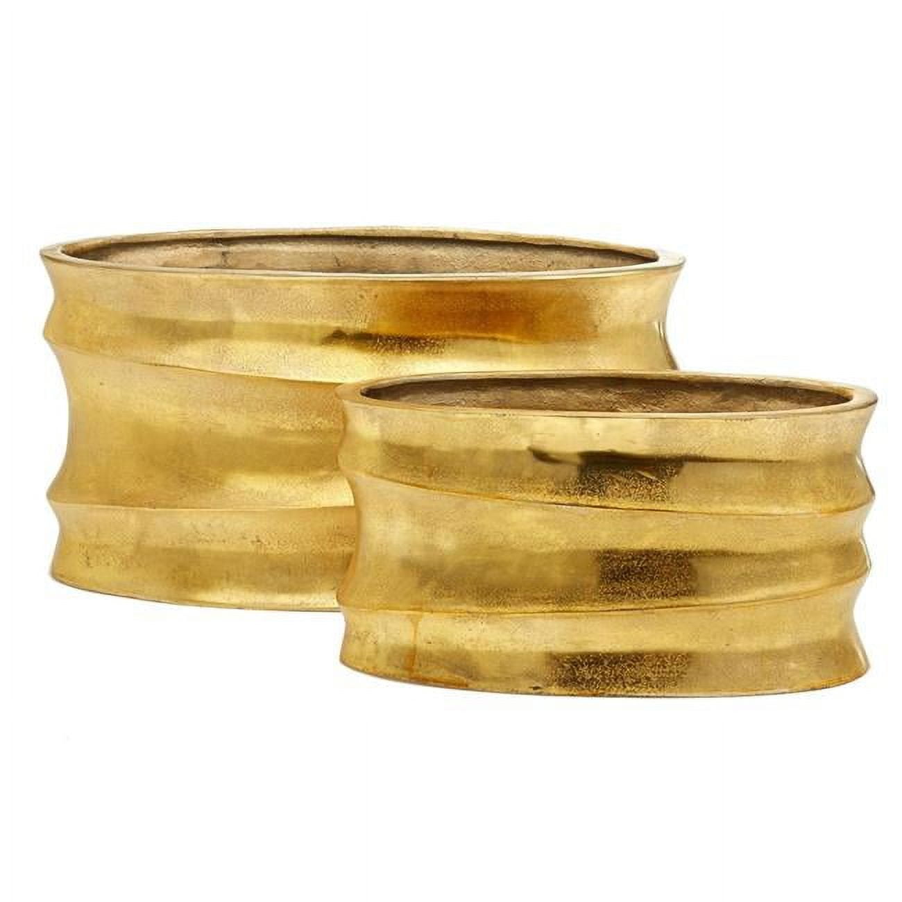 Golden Aluminum Wave Table Planters - Set of 2