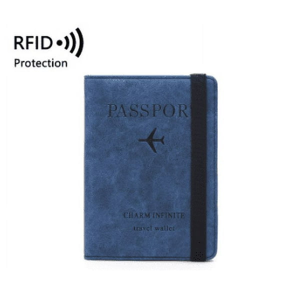 Passport Cover Holder Wallet Protector Case RFID Blocking For Men And Women Good For Traveling Card Holder Ticket HolderBLUE