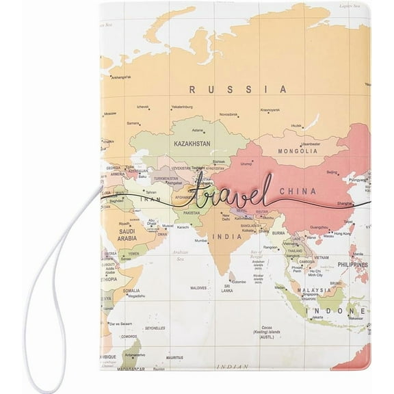 Passport Cover Passport Holder Flight Tickets Case Slim Portable Wallet Travel Thin World Map Waterproof PVC Credit ID Card Slot Passenger Tickets for International Women Men Sandy Brown