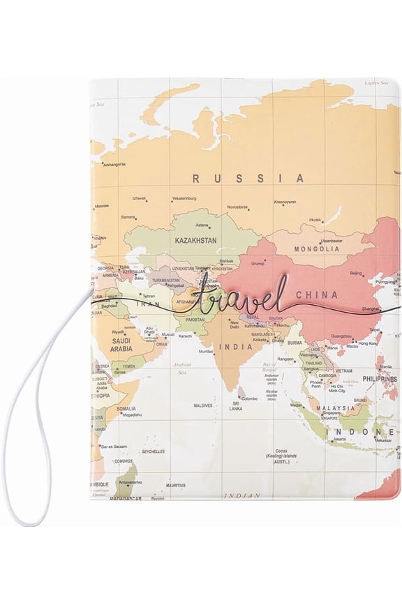 Passport Cover Passport Holder Flight Tickets Case Slim Portable Wallet Travel Thin World Map Waterproof PVC Credit ID Card Slot Passenger Tickets for International Women Men Sandy Brown Brown