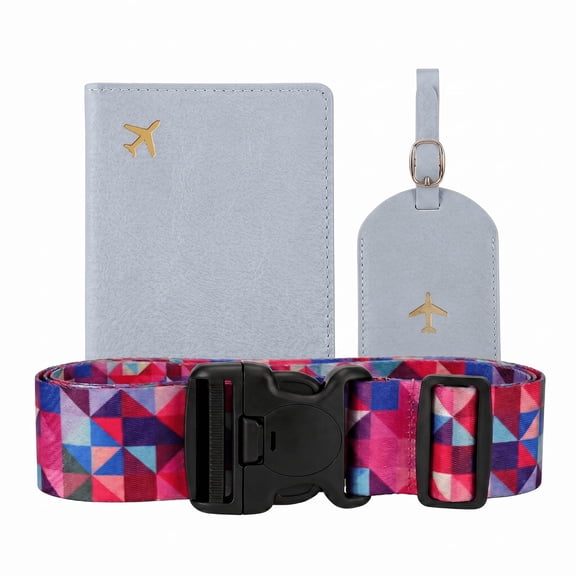 Passport Cover Travel Wallet with Luggage Tag & Luggage Strap, Travel Document Holder for Men Women