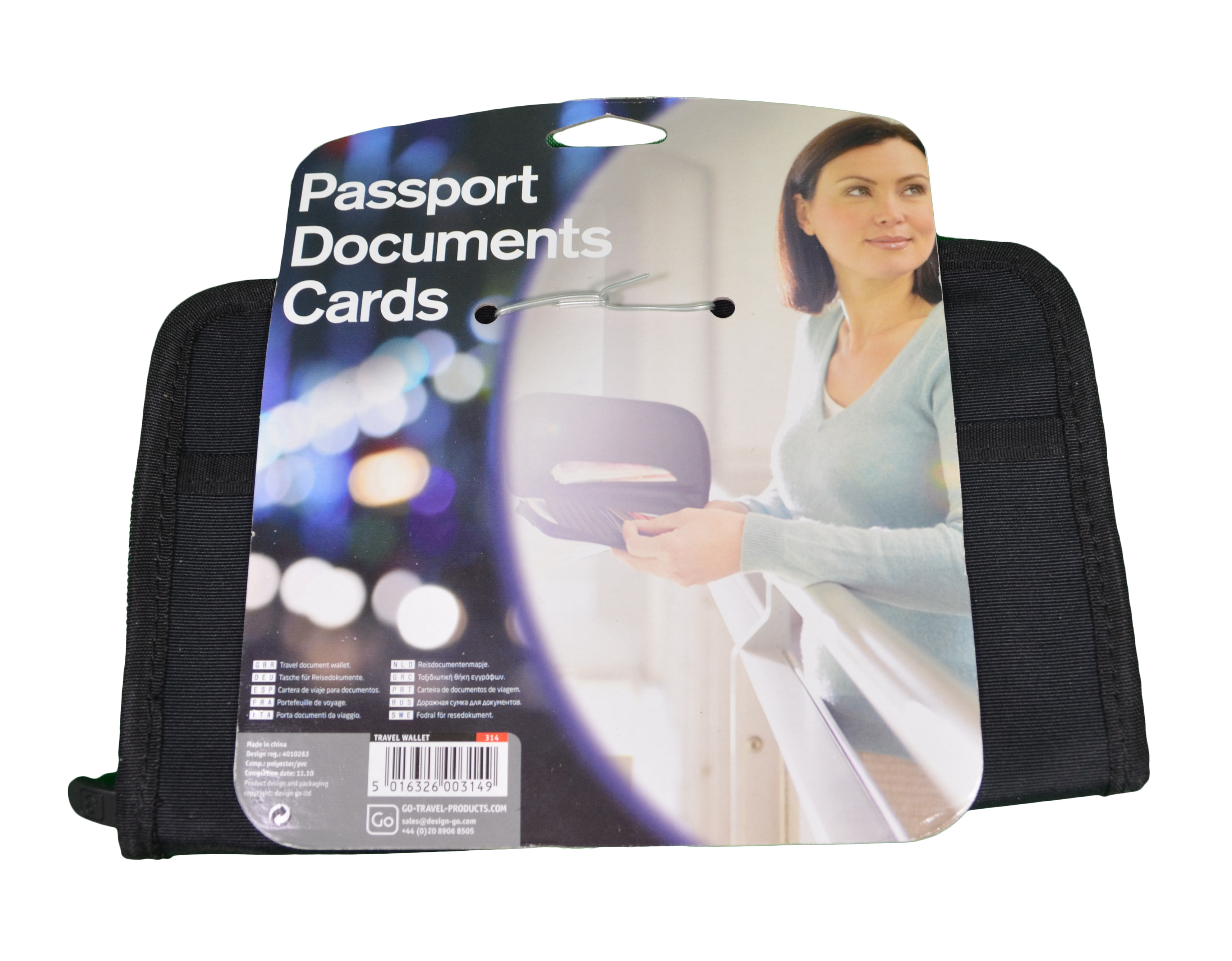 Passport Document Holder Wallet Cards Zippered Travel Black - image 1 of 4