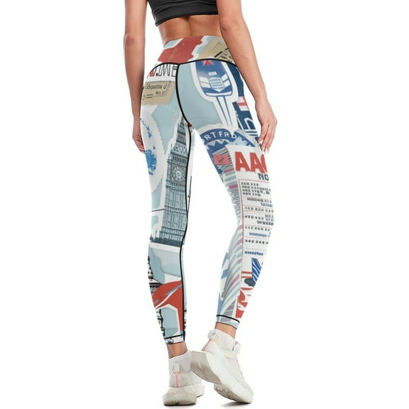 Passport High Waisted Leggings for Women Regular & Plus - No See Through Tummy Control Cycling Workout Yoga Pants without Pockets S