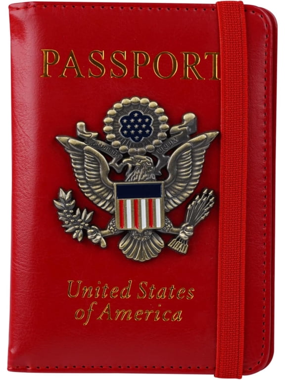 Passport Holder Cover Travel Wallet RFID Blocking Wallets Family Passport Organization Personalized Wallet Case for Men and Women Travel Must Haves (Red)