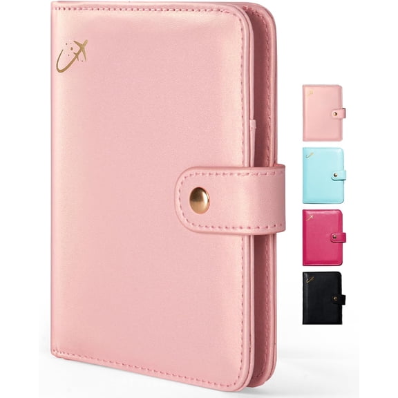 Passport Holder Cover with  Pocket, RFID Blocking Passport Wallet for Travel,  Travel Card Case,  Travel Accessories for Women, Rose