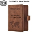 thumbnail image 1 of Passport Holder Covers Case, Personalized Engraved Rfid Blocking Travel Wallet Passport Holder for Women Men, Brown, 1 of 8