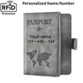 thumbnail image 1 of Passport Holder Covers Case, Personalized Engraved Rfid Blocking Travel Wallet Passport Holder for Women Men, Gray, 1 of 8