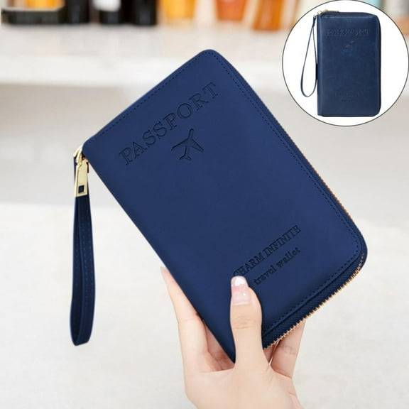 Passport Holder, Flight Ticket Storage, Id Card Holder, Deep Blue Business Cards Holder, A Card Holder For Storing Identification Documents And Business Cards Business Card Holder, Multi-color