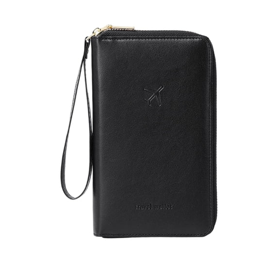 Passport Holder Multifunctional Passport Wallet Men's and Women's Travel Wallet ID Card Storage Bag Travel Wallet Protective Cover, Long Style Zipper Passport Case, Black