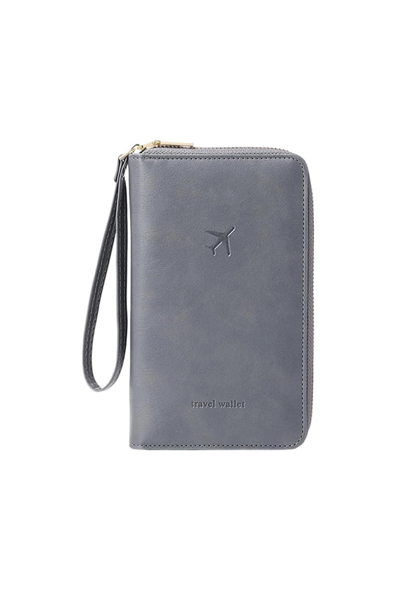 Passport Holder Multifunctional Passport Wallet Men's and Women's Travel Wallet ID Card Storage Bag Travel Wallet Protective Cover, Long Style Zipper Passport Case, Gray