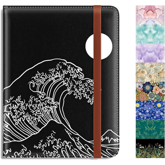 Passport Holder, RFID Blocking Passport Cover Wallet Travel Essentials, Leather Travel Air Ticket Documents Organizer Protector for Women and Men, Abstract Waves