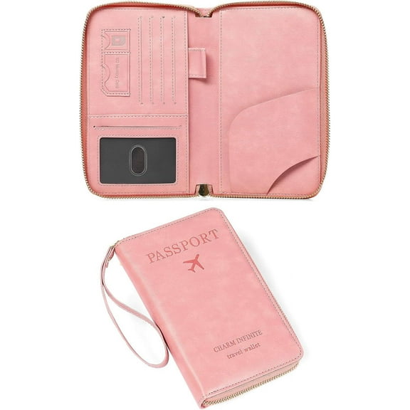 EHIW Passport Holder for Travel Essentials, Passport Wallet Cover Case for Travel Must Haves Accessories,Passport Book Holders for Women and Men(pink)