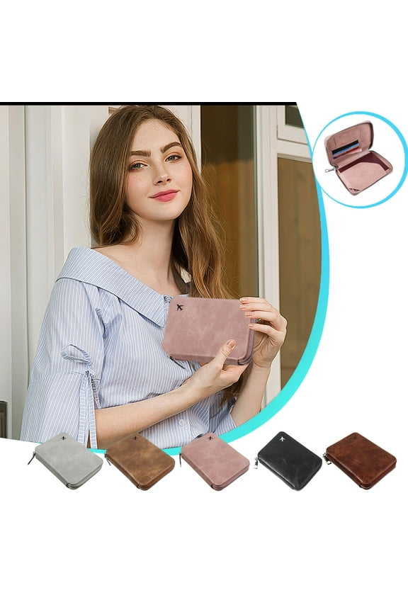 Passport Holder Travel Organizer Bag with RFID Blocking & Zipper Closure for Secure Document Storage, Perfect for International Travel & Airport Security