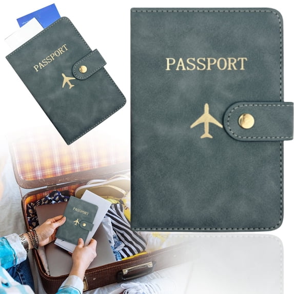 Passport Holder for Travel RFID Passport Holder for Travel Women Passport Wallet Travel Document Organizer Passport Cover for Women Men Air Ticket Card Holder Sea Gray