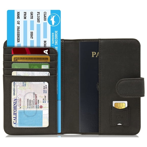 Passport Holder Travel Wallet For Men & Women - Slim Passport Cover RFID Blocking