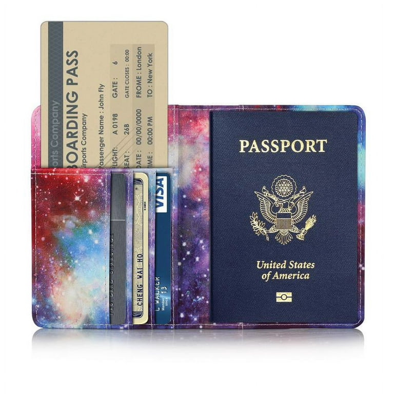 Passport Holder Travel Wallet RFID Blocking Case Cover, EpicGadget Premium  PU Leather Passport Holder Travel Wallet Cover Case (Twilight Galaxy) 