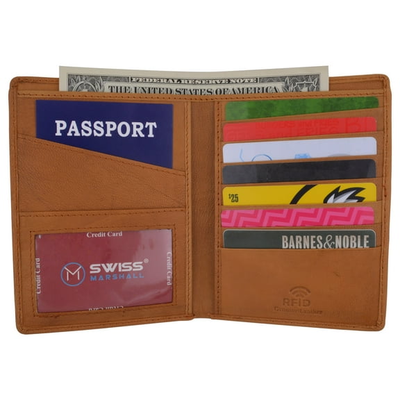 Passport Holder Travel Wallet RFID Blocking Case Cover, Premium Leather Passport Holder Travel Wallet Cover RFID Blocking Case