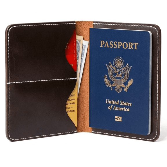 Realmark Leather Handcrafted Genuine Leather Passport Holder for Men & Women Slim Passport Travel Wallet, Slim, Durable & Minimalist, Color: Brown