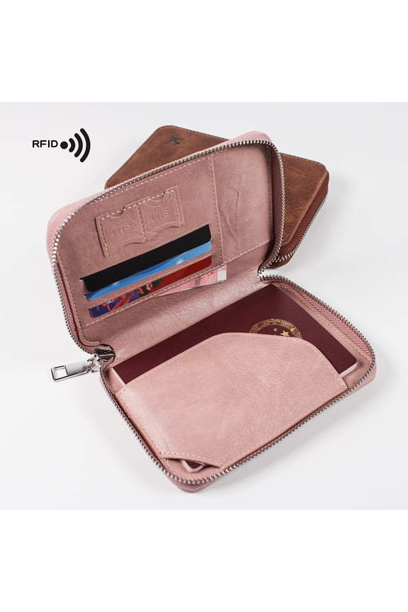 Passport Holder Waterproof Travel Wallet, RFID Blocking PU Leather Passport Cover with Zipper, Slim Travel Organizer Case for Men & Women, Secure Passport Pouch for Travel Essentials