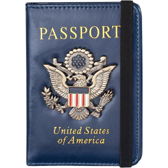 Passport Holder and Card Slot Combo  Blocking Leather Travel Passport Wallet for Men and Women  Passport Cover, Blue