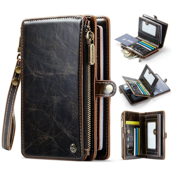 Passport Holder for Travel, Passport Case Wallet With Strap Wristlet and Zipper Wallet for Men Women Gold