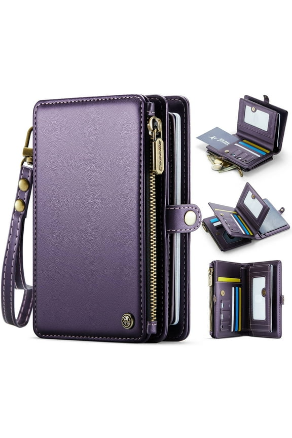 Passport Holder for Travel, Passport Case Wallet With Strap Wristlet and Zipper Wallet for Men Women Gold