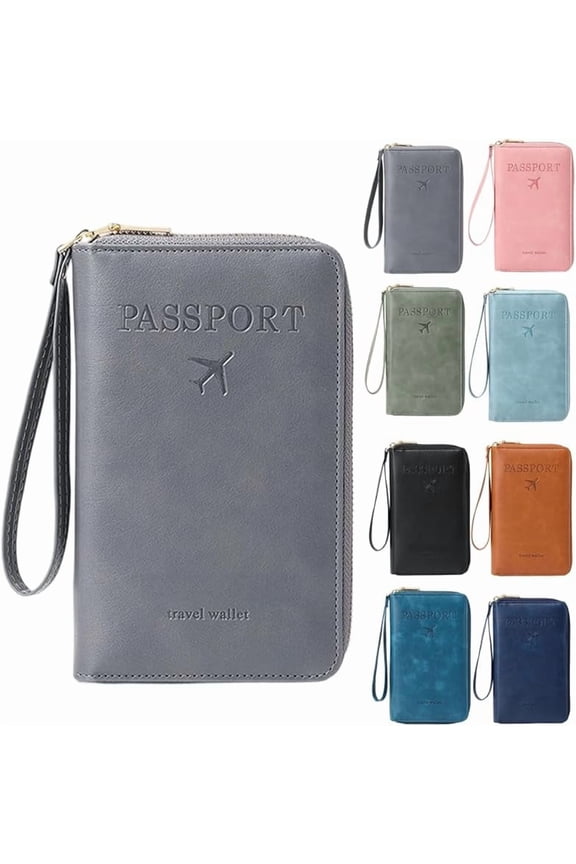 Passport Holder for Wallet, Blocking Document Organizer Clutch Bag, Credit Cards Case Cover Travel Wallet (Pink)