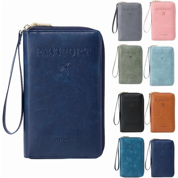 Passport Holder for Wallet, Blocking Document Organizer Clutch Bag, Credit Cards Case Cover Travel Wallet (Pink)