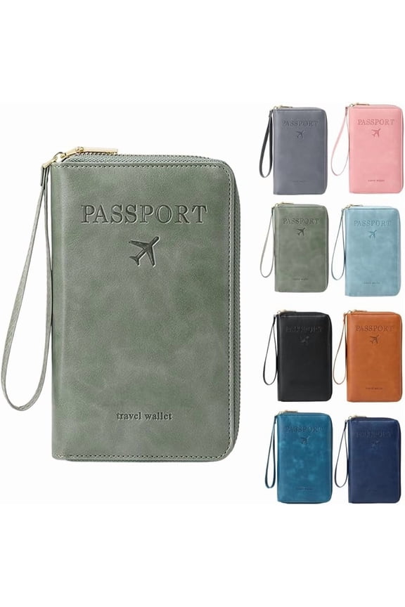 Passport Holder for Wallet, Blocking Document Organizer Clutch Bag, Credit Cards Case Cover Travel Wallet (Pink)