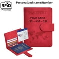 thumbnail image 1 of Passport Holders, Personalized Engraved Name Anti-lost Passport Card, RFID Blocking Credit Card Holder, PU Leather Passport Holders for Travel with Magnetic Buckle, Red, 1 of 8