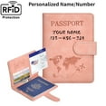 thumbnail image 1 of Passport Holders, Personalized Engraved Name Anti-lost Passport Card, RFID Blocking Credit Card Holder, PU Leather Passport Holders for Travel with Magnetic Buckle, Pink, 1 of 8