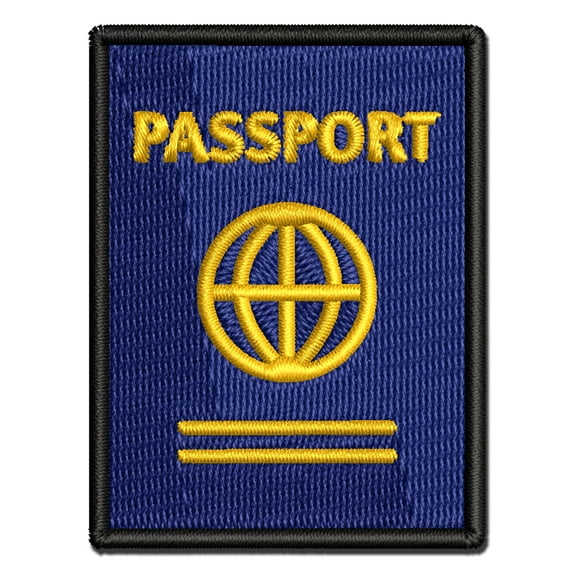 Passport Travel Applique Multi-Color Embroidered Hook & Loop Patch - 3 Inch Medium