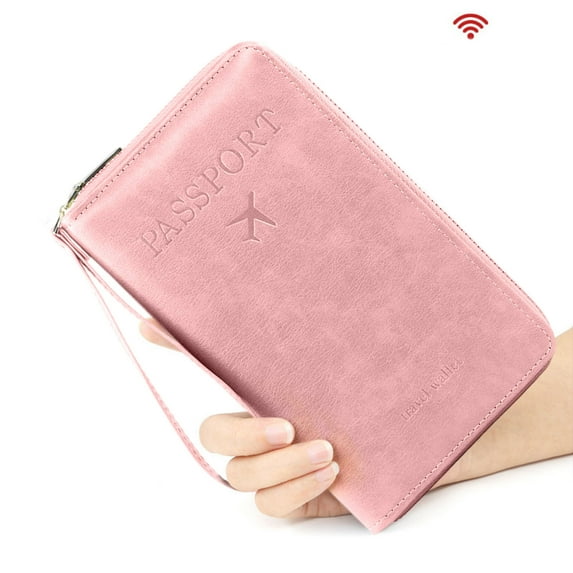 Passport Travel Wallet Organizer | RFID Blocking Leather Document Holder | Multi-Compartment Waterproof Case | Secure Zipper Closure | Fits Multiple Cards, Cash, Passports | 7.48x4.33x0.98 in | 1
