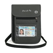 Passport Wallet Nylon Waterproof for Women Men Holder with RFID Blocking for Secure Travels - Steel Gray
