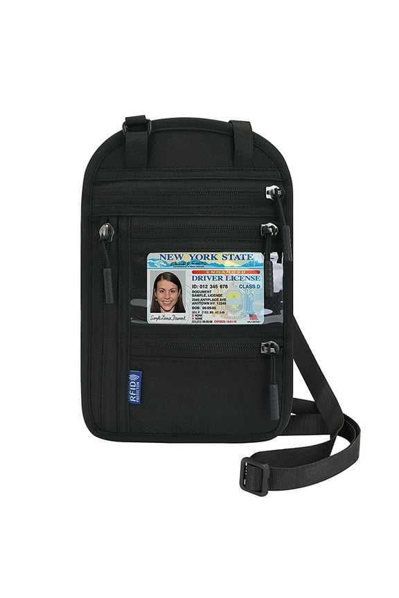 Passport Wallet Nylon Waterproof for Women Men RFID Blocking Holder Combo for Secure Travels - Black