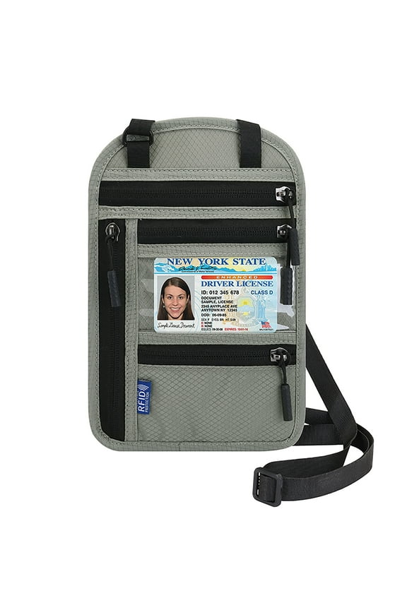 Passport Wallet Nylon Waterproof for Women Men RFID Blocking Holder Combo for Secure Travels - Light Grey