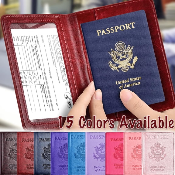 Passport and Vaccine Card Holder Combo with Vaccine Card Slot, Passport Wallet, Passport Cover/ Case for Women and Men