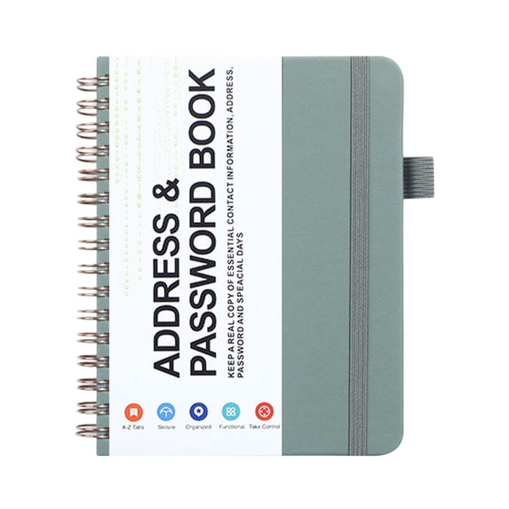 Password Address Book, Coil Spiral Notebook, A5 Journal for Women with Lined Pages, Personal Organizer for Contacts, 5.5X8.5 Inch, Soft Cover Diary for Home Office, An Address Book