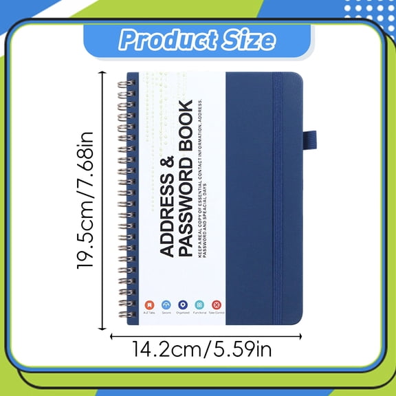 Password Address Book With Alphabetical Tabs, Coil Bound Personal Contact Organizer For Home Office (N)