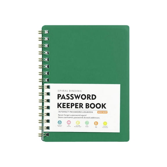 Password Book with Personal Alphabet Label for Internet Address And Password Log, Compact Password Headquarters Organizer with Tabs for Secure Credential Management, A Spiral Codebook