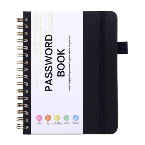 Password Book, Spiral Cipher Book Black 14X12 for Internet Addresses and Passwords, By TINGXIN