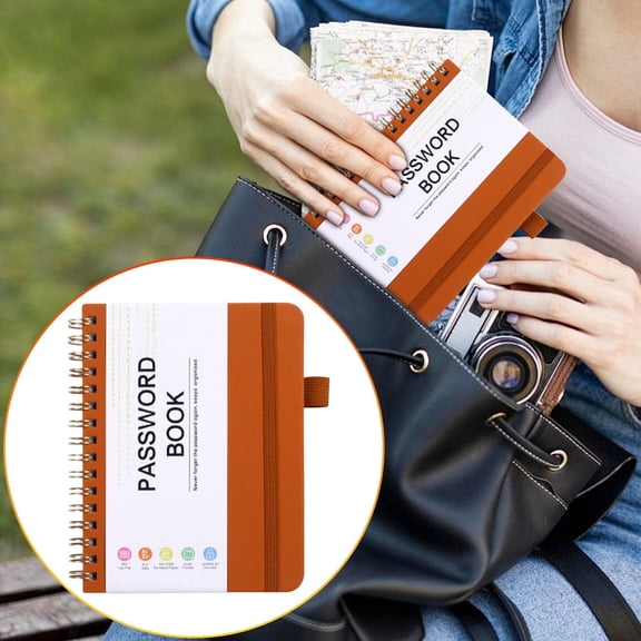 Password Book with Alphabetical Index Tabs, Internet Address Password Organizer Log Book, Personal Information Journal for Online Accounts - Brown