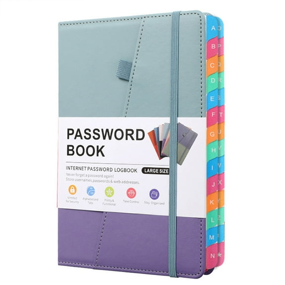 Password Book with Colorful Alphabetical Tabs Hardcover Password Keeper Book for Internet Passwords Website Addresses Notebook for Home Office