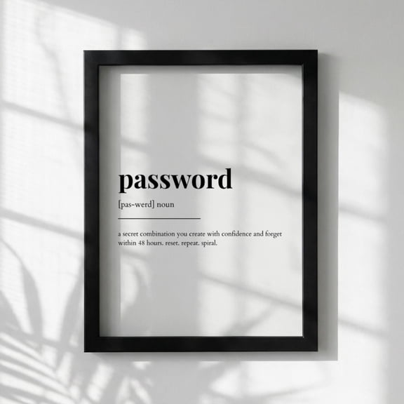 Password Definition Poster, Funny Password Meaning, Dictionary Style Wall Art, Motivational Quote Print, Tech Humor, Poster Only