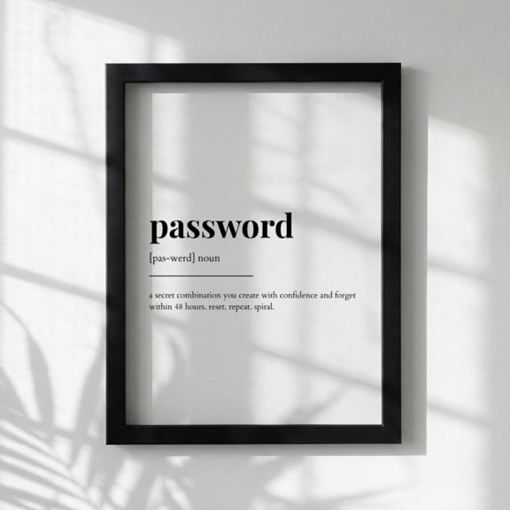 Password Definition Poster, Funny Password Meaning, Dictionary Style Wall Art, Motivational Quote Print, Tech Humor, Poster Only