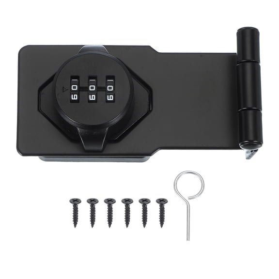 Password Hasp Locks Keyless Combination Latch Lock Twist Knob for Door Security Gate Small Doors Cabinets Black 4.5"
