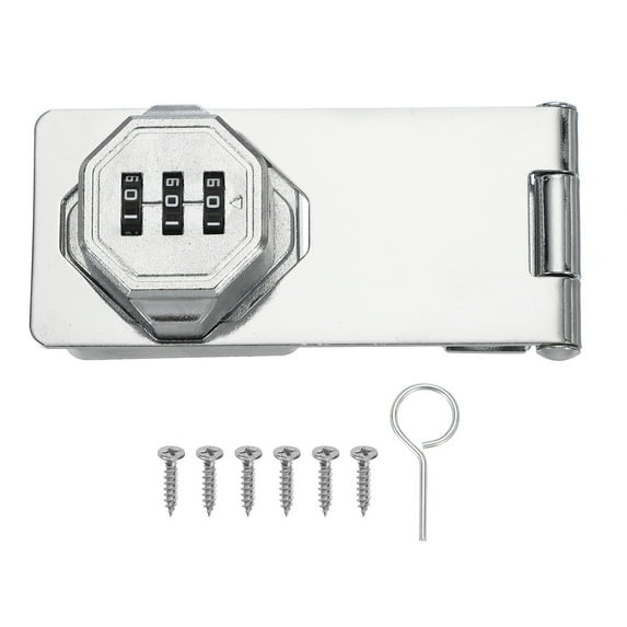 Password Hasp Locks Keyless Combination Lock Twist Knob No Drilling Required for Door Security Gate Silver 4"