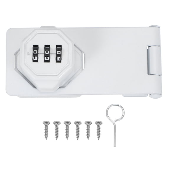 Password Hasp Locks Keyless Combination Lock Twist Knob No Drilling Required for Door Security Gate White 4"